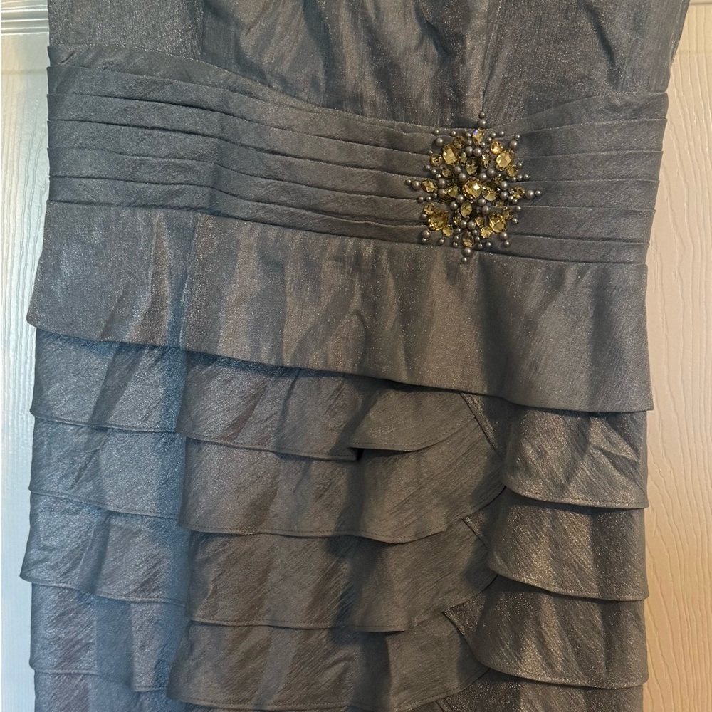 Jessica Howard Strapless Gray Dress with Ruffles - Picture 4 of 4